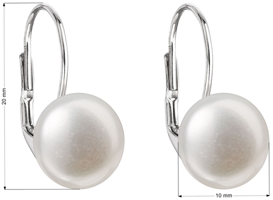 Strieborné náušnice visiace s bielou riečnou perlou 21010.1
