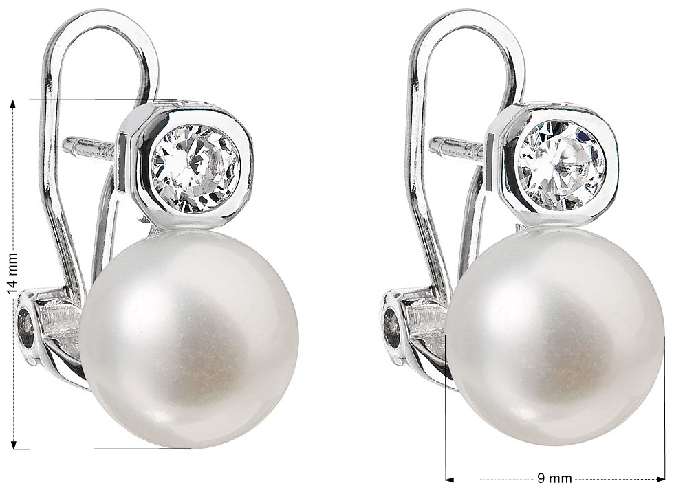 Strieborné náušnice visiace s bielou riečnou perlou 21016.1