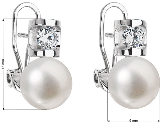 Strieborné náušnice visiace s bielou riečnou perlou 21018.1