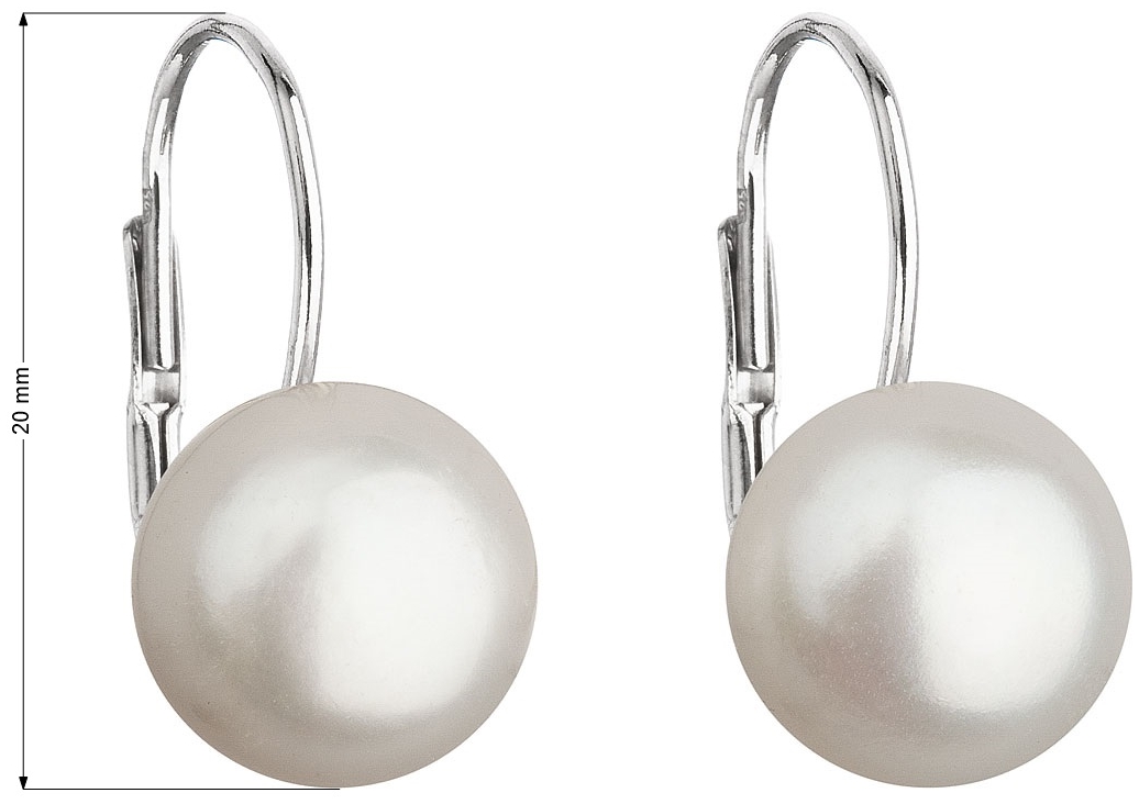 Strieborné náušnice visiace s bielou riečnou perlou 21045.1