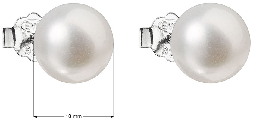 Strieborné náušnice perličky s bielou riečnou perlou 21043.1