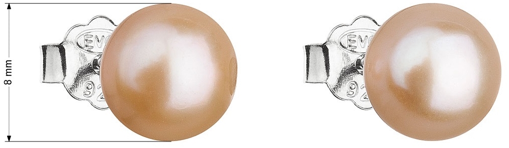 Strieborné náušnice perličky s oranžovou riečnou perlou 21042.3