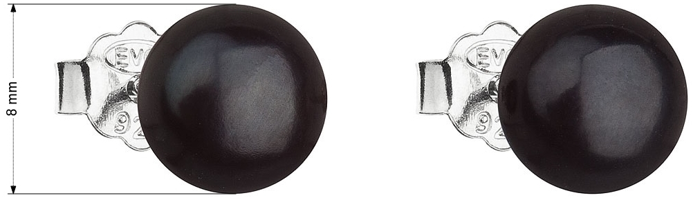 Strieborné náušnice perličky s čiernou riečnou perlou 21042.3