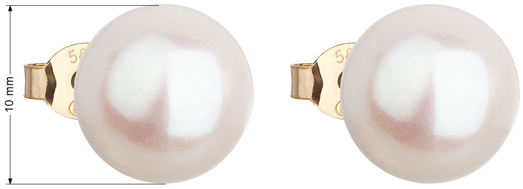 Zlaté 14 karátové náušnice kôstky s bielou riečnou perlou 921043.1