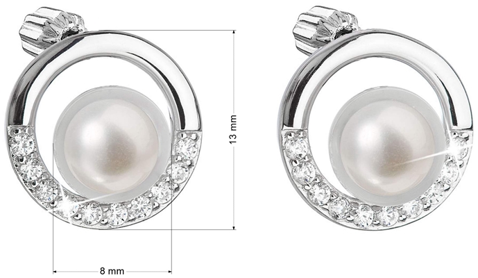 Strieborné náušnice kôstky s bielou riečnou perlou 21022.1B
