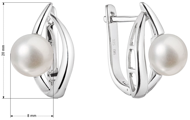 Strieborné náušnice visiace s riečnou perlou biele 21100.1B