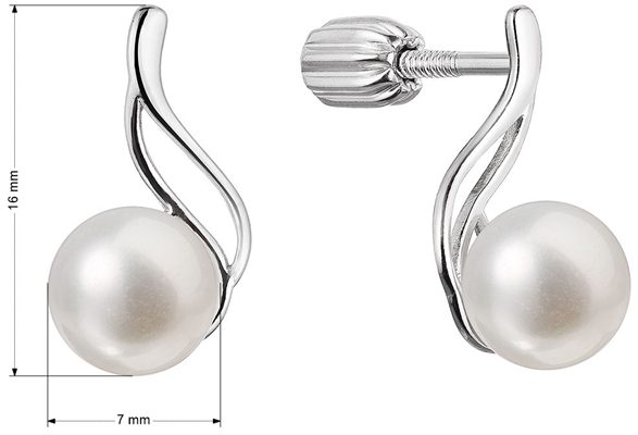 Strieborné náušnice kôstky s riečnou perlou biela 21102.1B