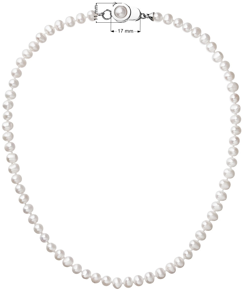 Perlový náhrdelník z pravých riečnych periel biely 22006.1