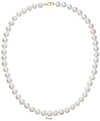 Perlový náhrdelník biely z pravých riečnych periel so zlatým 14 karátovým zapínaním 922003.1