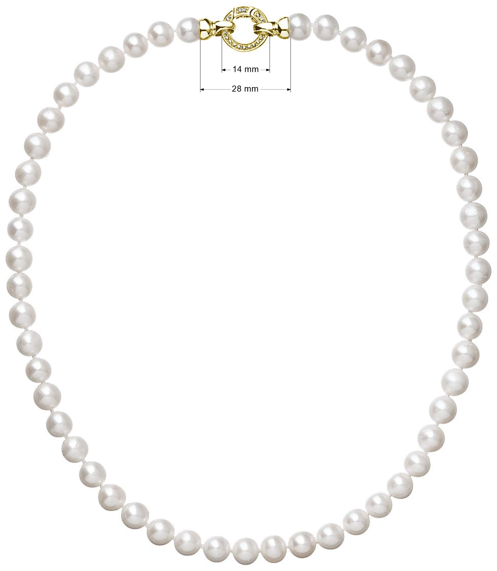 Perlový náhrdelník z pravých riečnych periel biely 22003.1 Au plating