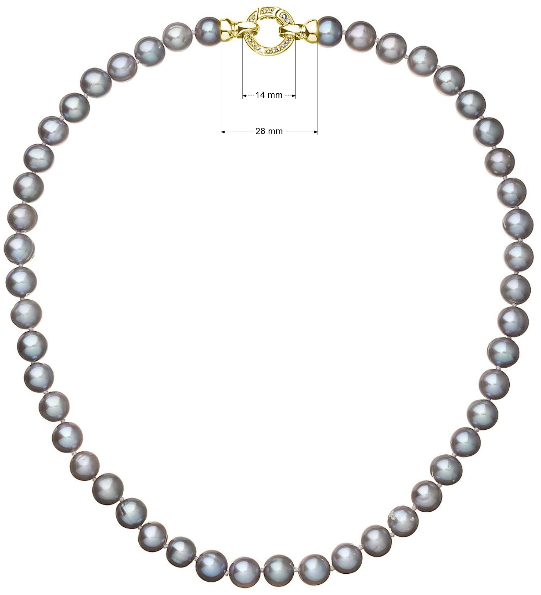 Perlový náhrdelník z pravých riečnych periel sivý 22028.3 grey Au plating