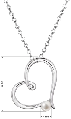 Strieborný náhrdelník srdca s malou bielou riečnou perličkou 22045.1