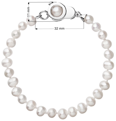 Perlový náramok z pravých riečnych periel biely 23006.1