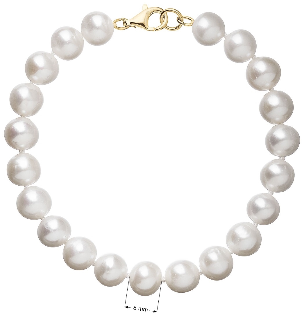 Perlový náramok biely z pravých riečnych perál so zlatým 14 karátovým zapínaním 923003.1