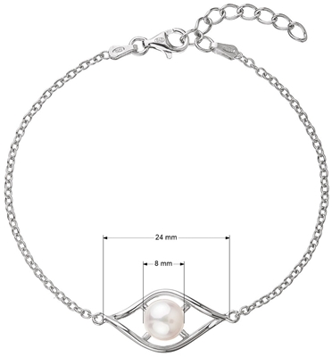 Perlový náramok z pravou riečnou perlou v lístočku biely 23017.1