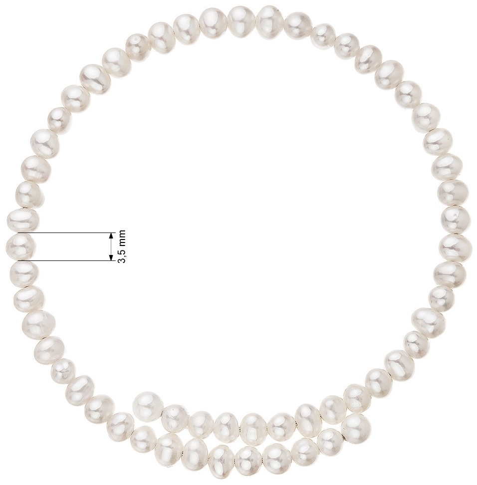 Strieborný náramok bielej riečnej perličky na pamäťovom drôtiku 23020.1