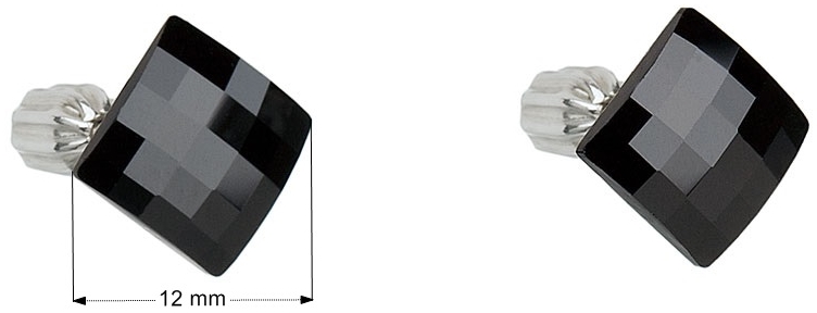 Strieborné náušnice kôstka s krištáľmi Swarovski čierny štvorec 31108.3