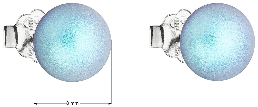 Strieborné náušnice kôstka so svetlomodrou matnou perlou 31142.3