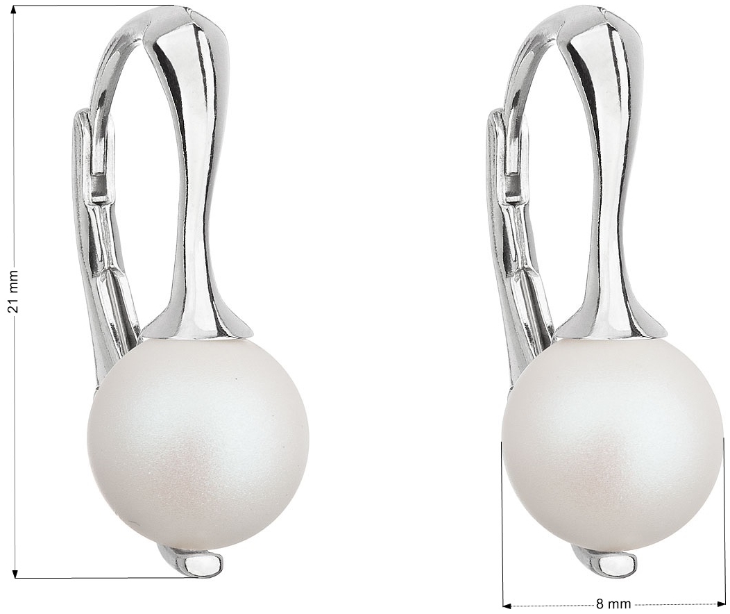 Strieborné náušnice visiace s bielou matnou perlou 31232.1