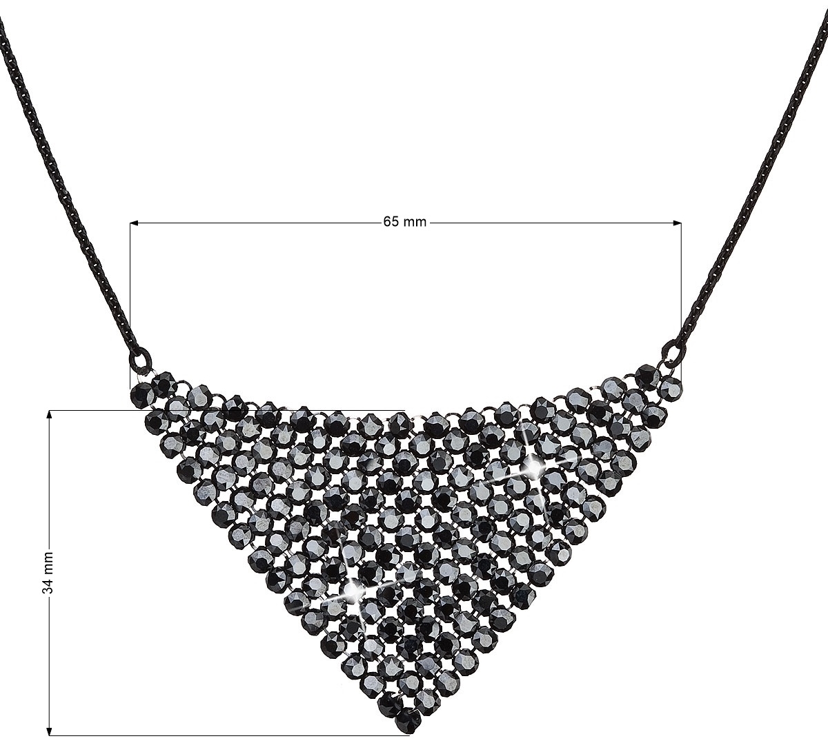 Strieborný náhrdelník s krištáľmi Swarovski čierny 32019.5
