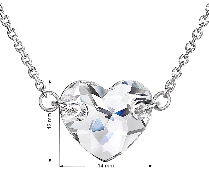 Strieborný náhrdelník s krištáľmi Swarovski biele srdce 32020.1