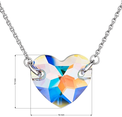 Strieborný náhrdelník s krištáľmi Swarovski biele AB efekt srdce 32021.2