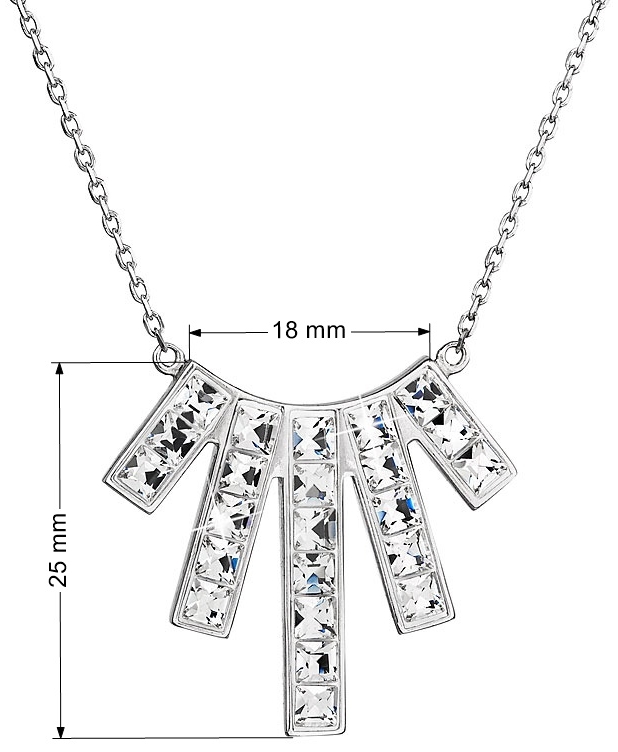 Strieborný náhrdelník s krištáľmi Swarovski biely obdĺžnik 32024.1