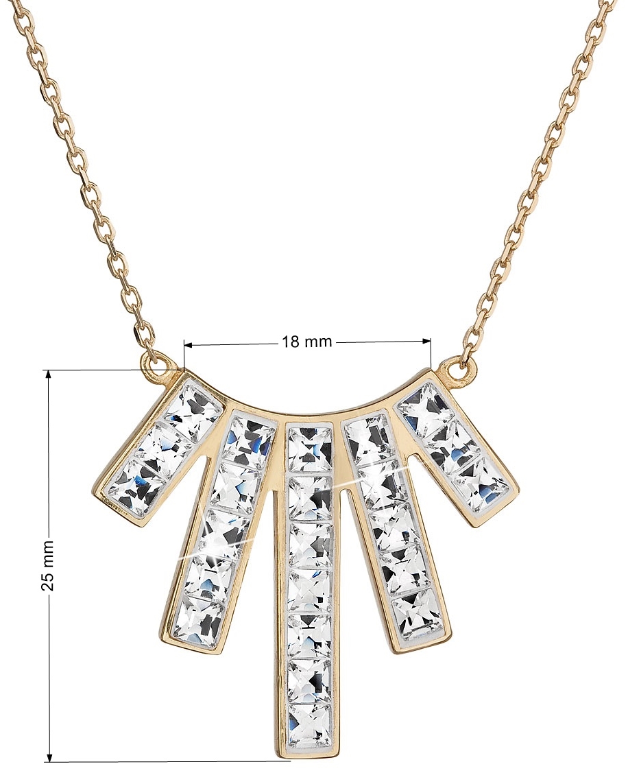 Strieborný náhrdelník s krištáľmi Swarovski biely obdĺžnik 32024.1 krištál au
