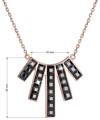 Strieborný náhrdelník s krištáľmi Swarovski čierny obdĺžnik 32024.5