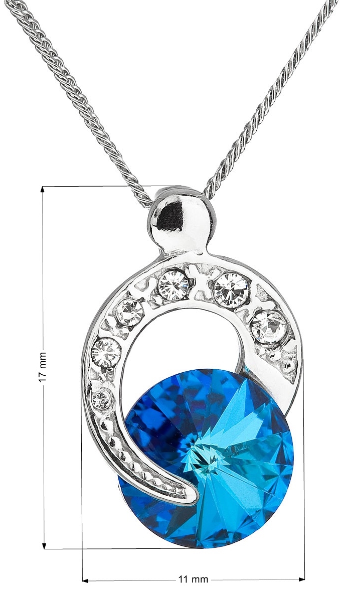 Strieborný náhrdelník s krištálom Swarovski modrý okrúhly 32048.5
