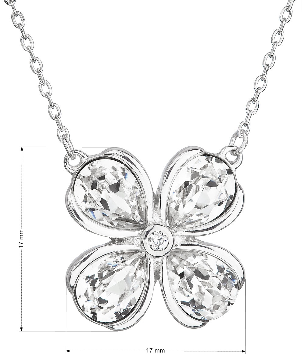 Strieborný náhrdelník s krištáľmi Swarovski biela kytička 32066.1