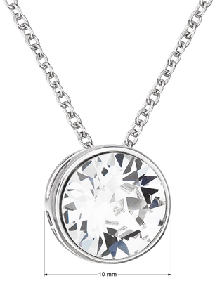 Strieborný náhrdelník s krištálom Swarovski biely okrúhly 32069.1