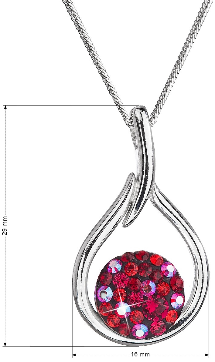 Strieborný náhrdelník so Swarovski kryštálmi kvapka 32075.3 cherry