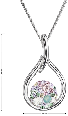 Strieborný náhrdelník so Swarovski kryštálmi kvapka 32075.3 sakura