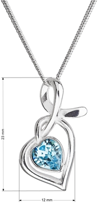 Strieborný náhrdelník so Swarovski kryštálmi srdce modré 32071.3