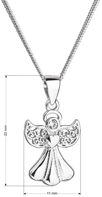 Strieborný náhrdelník anjel so Swarovski kryštálmi biely 32077.1