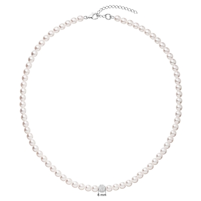 Perlový náhrdelník biely s Preciosa kryštály 32063.1
