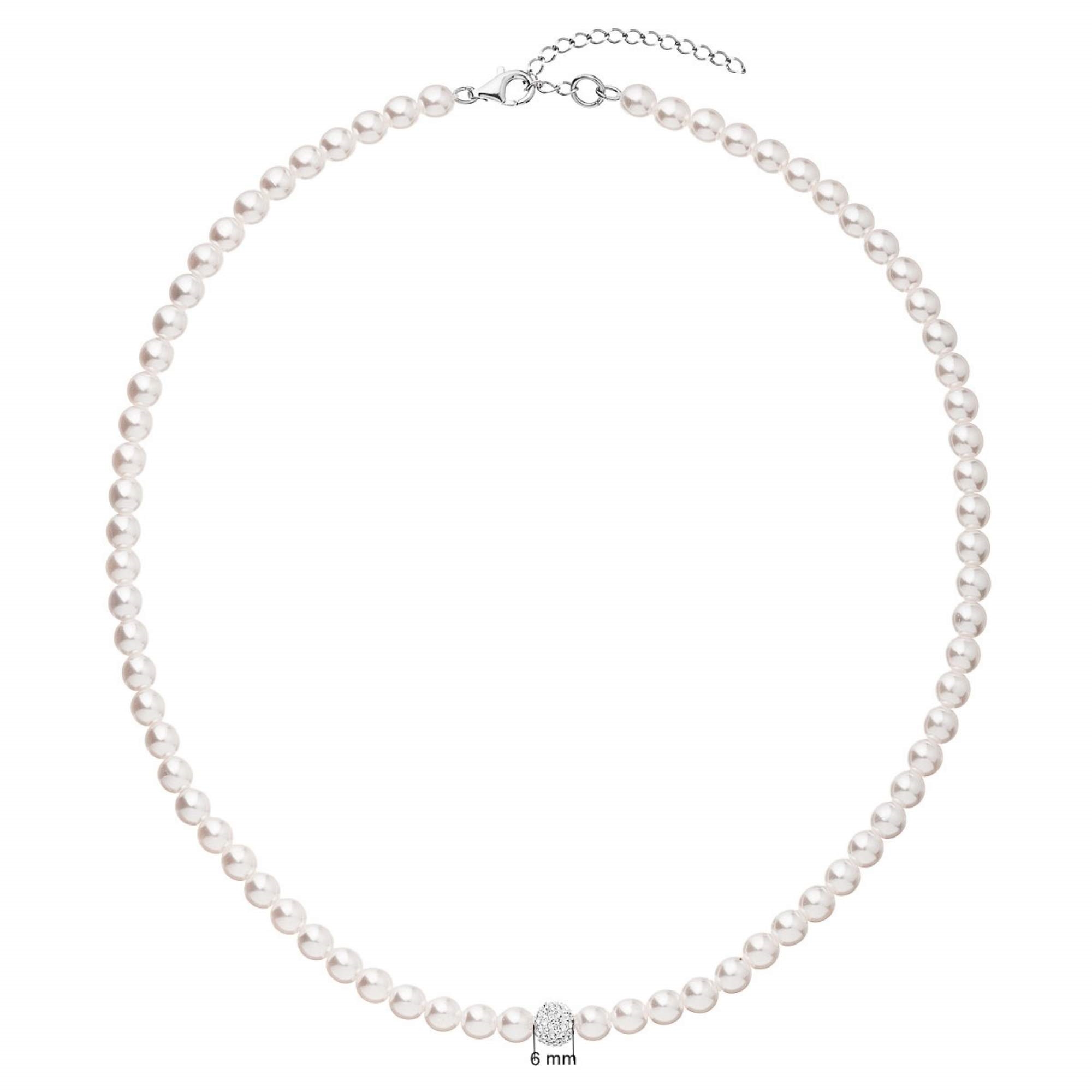 Perlový náhrdelník biely s Preciosa kryštály 32063.1