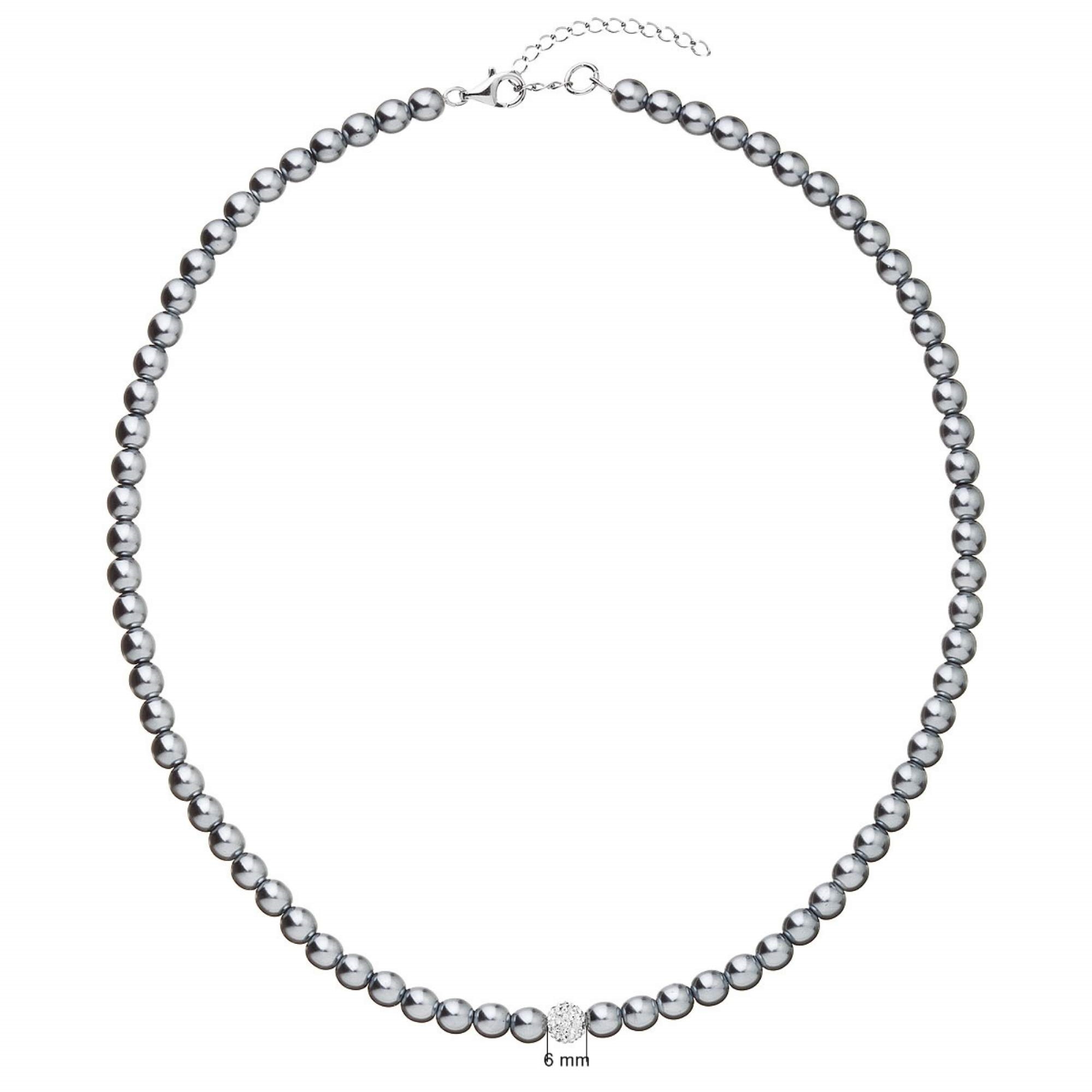 Perlový náhrdelník šedý s Preciosa kryštály 32063.3