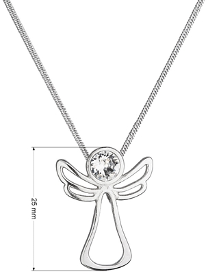 Strieborný náhrdelník anjel so Swarovski kryštálom 32080.1 biely