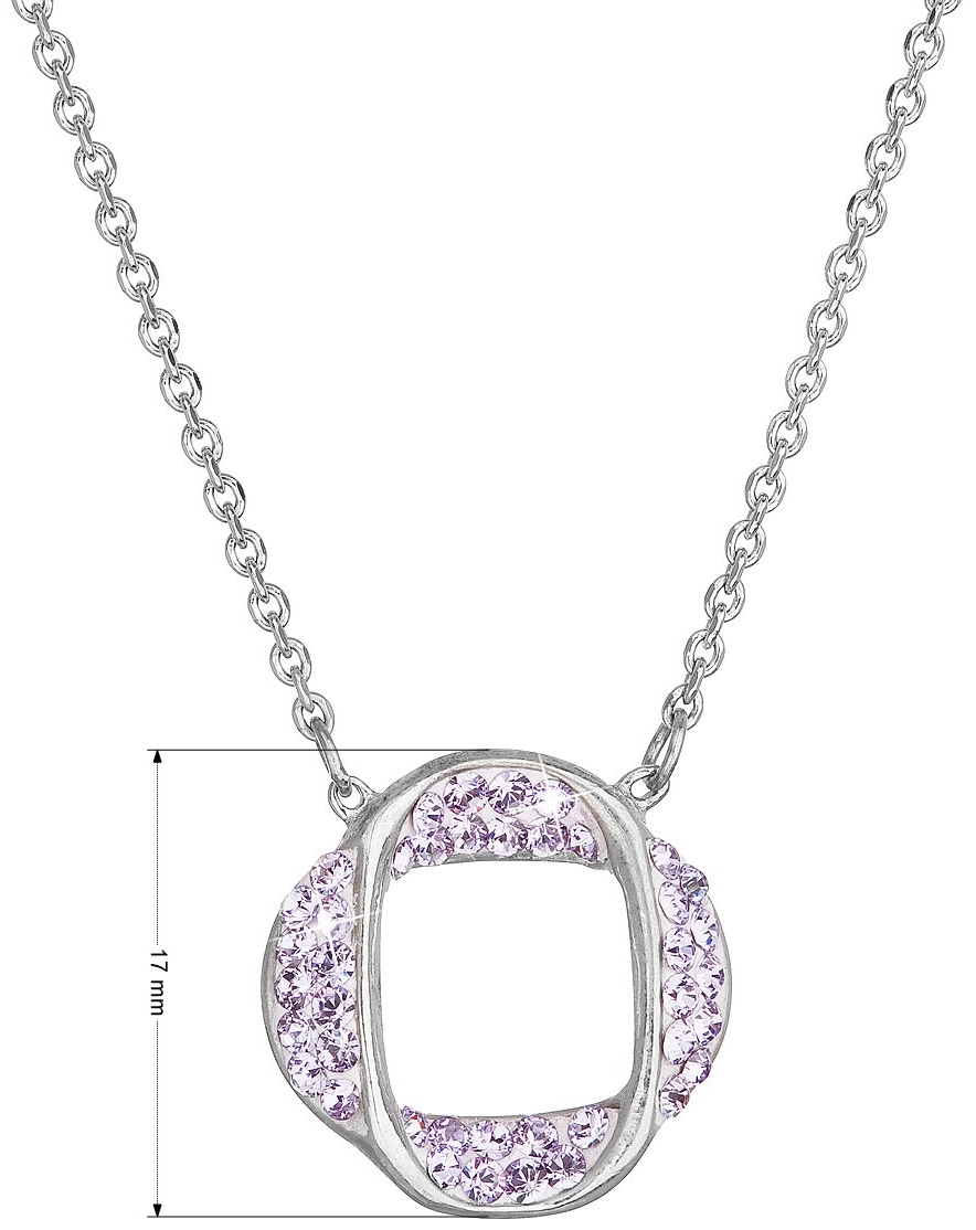 Strieborný náhrdelník s kryštálmi Swarovski fialový 32016.3 violet