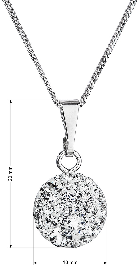 Strieborný náhrdelník so Swarovski kryštálmi okrúhly biely 32086.1 crystal