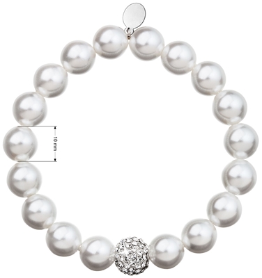 Perlový náramok biely s kryštálmi Preciosa 33074.1 white