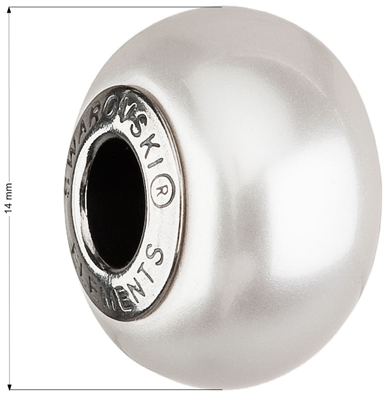Oceľový perlový prievlak Swarovski biely okrúhly 34158.1