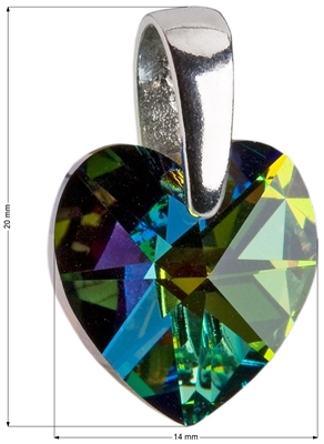 Strieborný prívesok s krištáľmi Swarovski zelené srdce 34003.5