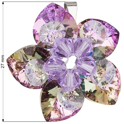 Strieborný prívesok s krištálom Swarovski fialová kvetina 34072.5