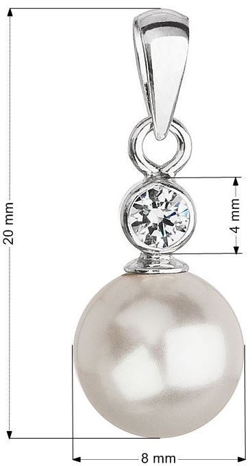 Strieborný prívesok s krištálom Swarovski a bielou okrúhlou perlou 34201.1
