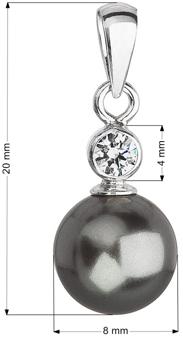 Strieborný prívesok s krištálom Swarovski a šedou okrúhlou perlou 34201.3