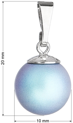 Strieborný prívesok s okrúhlou svetlomodrou matnou perlou 34150.3
