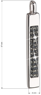 Strieborný prívesok s krištáľmi šedý obdĺžnik 34803.3